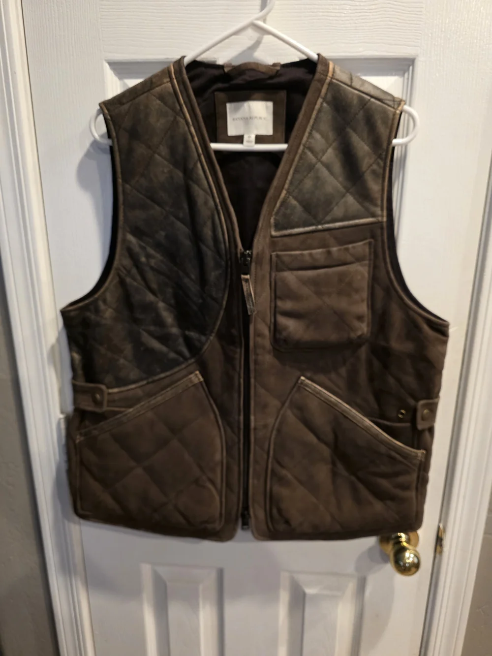 Banana Republic Quilted Brown Leather Vest for Men